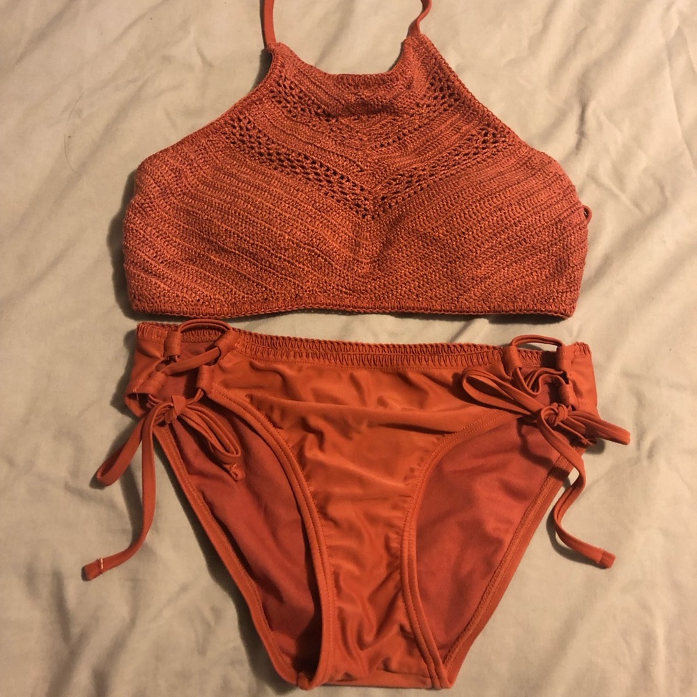 Crochet lace up bikini
